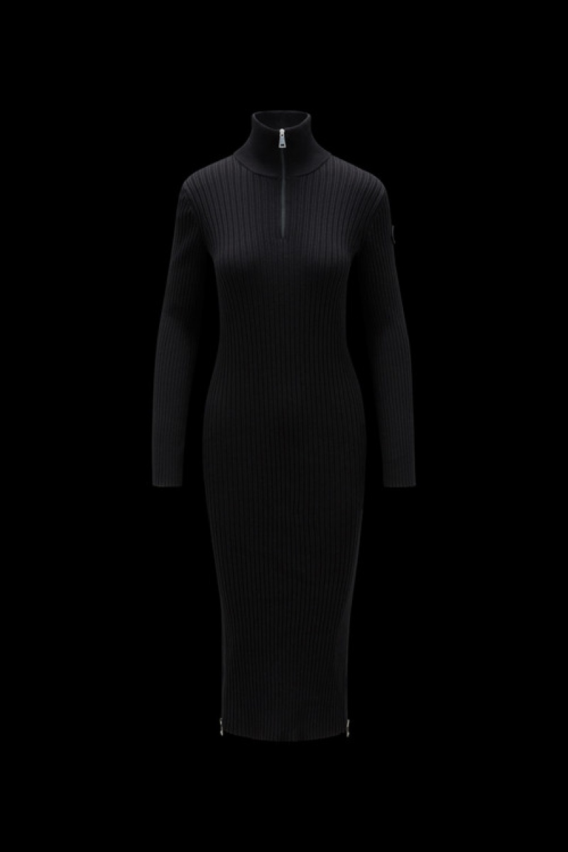 Vestido Moncler Crêpe Maxi Mujer Negros | HPTG-53612