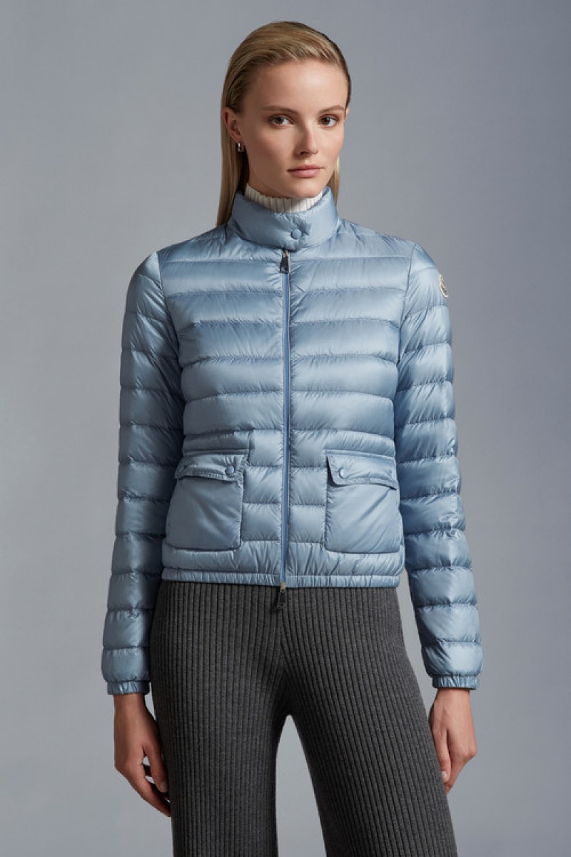 Chaqueta De Plumas Ligera Moncler Lans Mujer Azules Claro | VPMR-31746