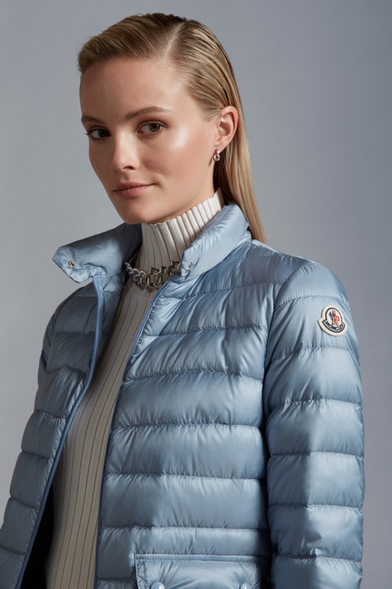 Chaqueta De Plumas Ligera Moncler Lans Mujer Azules Claro | VPMR-31746